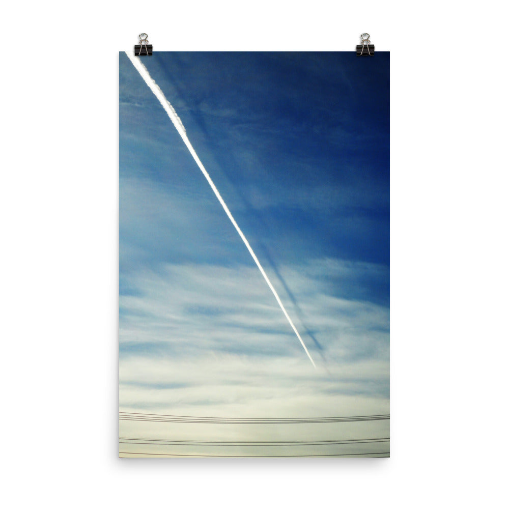 contrail wires | greenland's low sun casts a contrail shadow upwards to the clouds.