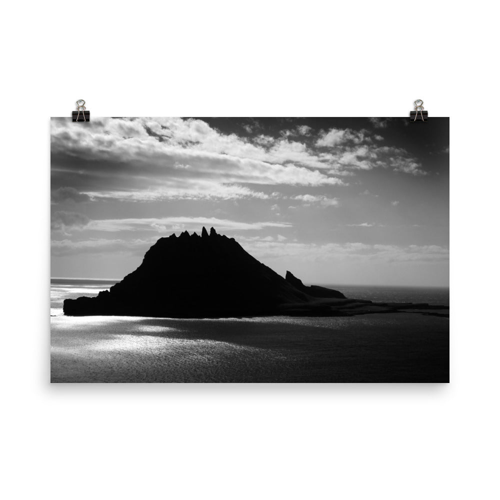 silhouette | a mysterious-looking island in the faeroes. it's quite near the airport. mystery solved.